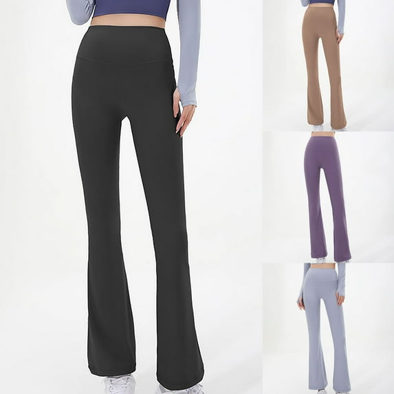 Elainilye Fashion Yoga Pants Women Flare Pants Athletic Fitness Pants High Waist Butt Lifting Leggings Seamless Pants,Brown