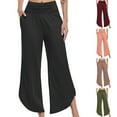 thumbnail image 1 of Elainilye Fashion Yoga Pants Women Wide Leg Nine-Point Pants Solid Color Comfortable Leisure Fitness Yoga Pants,Green, 1 of 8
