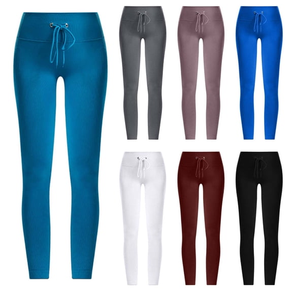 Elainilye Fashion Yoga Pants for Women High Waist Casual Solid Color Elastic Yoga Pants Workout Gym Shorts,Brown