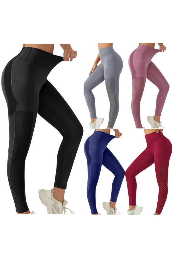 Fashion Yoga Pants with Pockets for Women Tight Fitting High Waist Butt Lifting Yoga Pants Full Length Pants,Blue