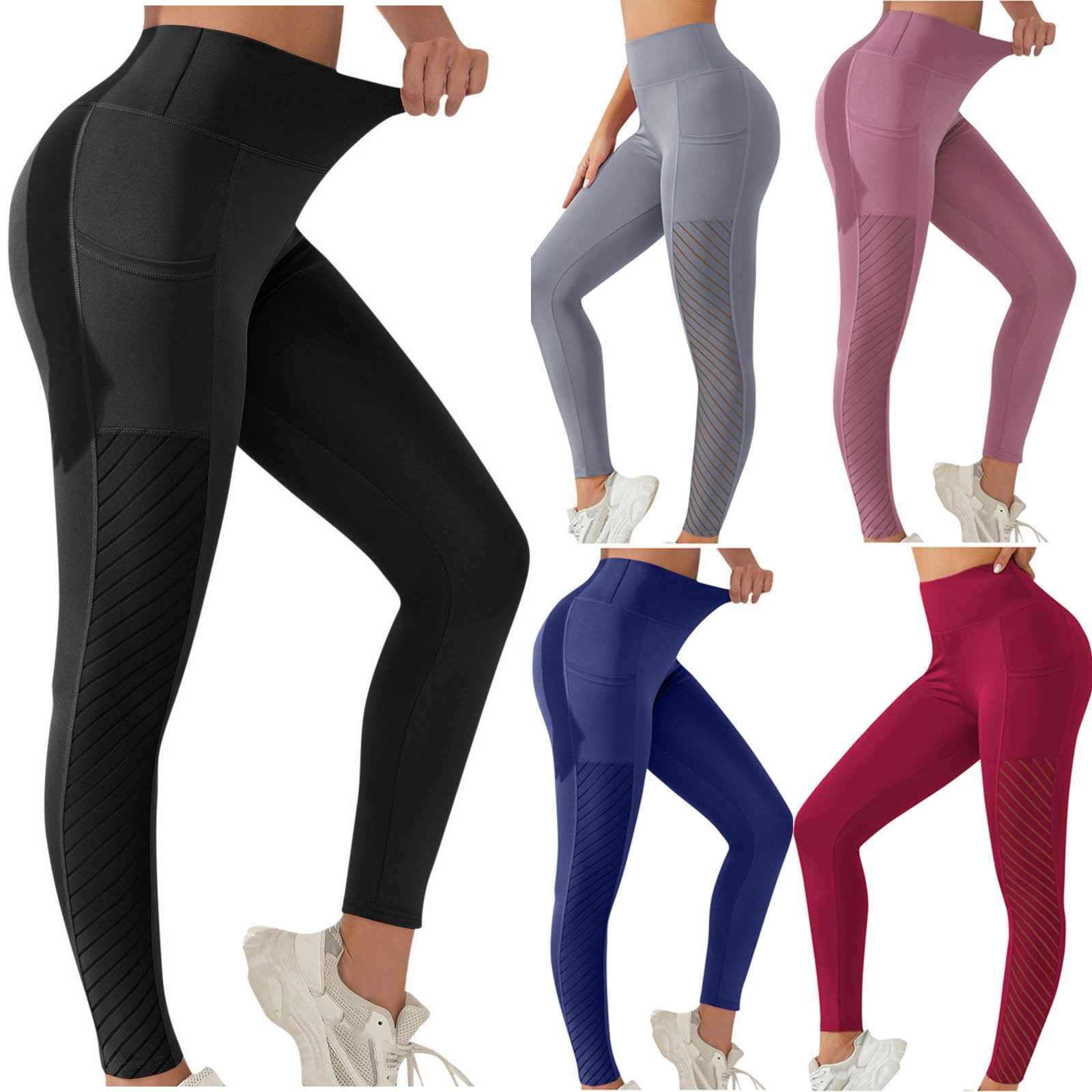 Elainilye Fashion Yoga Pants with Pockets for Women Tight Fitting High ...