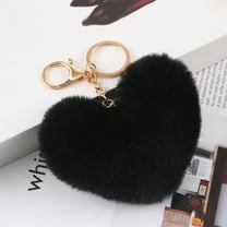 Elainilye Faux Fur Plush Heart Shape Keychain Pendant, Soft Fluffy Key Ring Book Bag Charm, Cute Bag Accessory for Backpacks, Purses, Luggage Decor, School Supplies, Daily Use