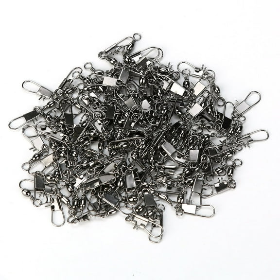 Elainilye Fishing Swivels Kit, 100pcs Barrel Snap Connectors, Interlock Rings for Tackle Rigging Gear