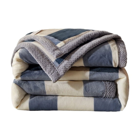 Elainilye Flannel Fleece Blanket, Extra Thick Double Layer Blanket, Soft Cozy Throw Blanket, Blue, Oversized 78x59 Inches, for Bed, Couch, and Office Nap