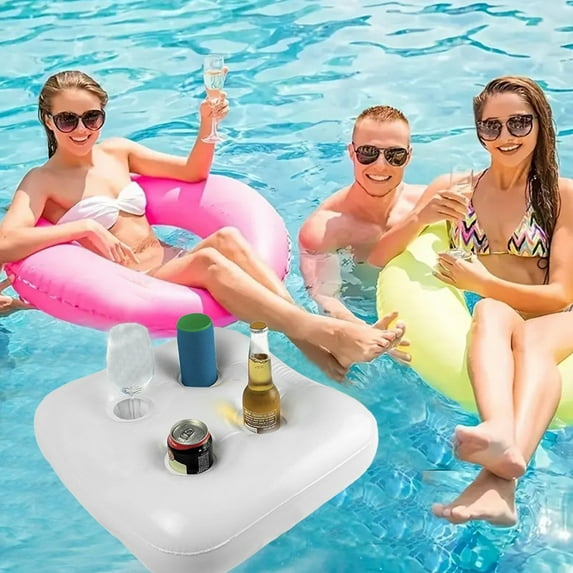 Elainilye Floating Pool Drink Holders with Suction Base, Waterproof Beverage Containers for Inground Pools, Inflatable Party Accessories for Summer BBQs, Beach Parties, Resort Vacations