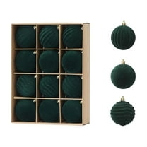 Elainilye Flocked Christmas Balls Ornaments Set of 12 for Christmas Tree Decorations Holiday Party Supplies 2.5 Inch Size Assorted Colors Hanging Decor