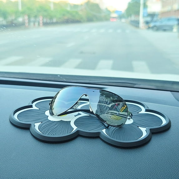 Elainilye Floral Shape Dashboard Mat, Non-Slip Plastic Car Accessory, Multipurpose Decorative Pad for Home, Office, or Vehicle Interior Arrangement