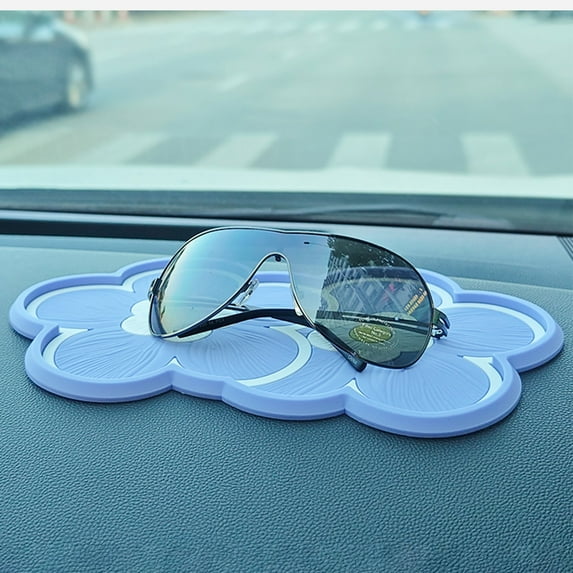 Elainilye Floral Shape Dashboard Mat, Non-Slip Plastic Car Accessory, Multipurpose Decorative Pad for Home, Office, or Vehicle Interior Arrangement
