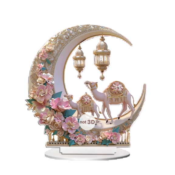 Elainilye Flower Themed Desk Decor, Pink Flower Camel on Moon Festival Prop Assembly, Home Office Tabletop Ornament, Decorative Item for Party Birthday Gifts