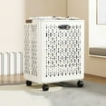 thumbnail image 1 of Elainilye Foldable Laundry Cart with All-Terrain Wheels, Dual-Chamber Hamper for Sorting Lights/Darks, Mobile Toy Storage Solution for Daycares, Gyms, and Apartment Complexes‌, 1 of 6