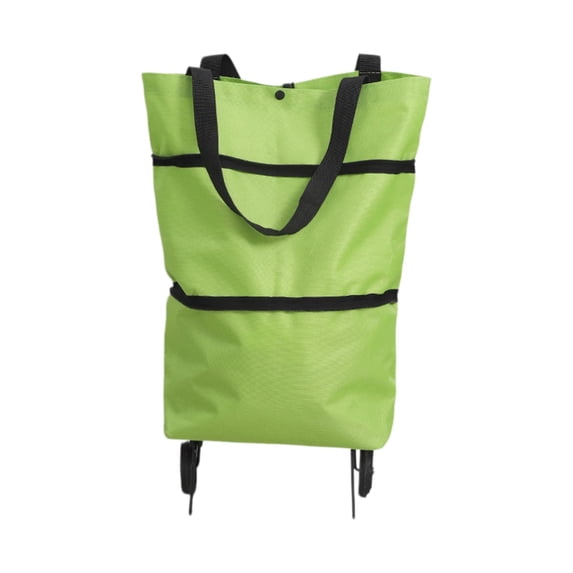 Elainilye Foldable Wheeled Shopping Bag, Portable Grocery Tote with Detachable Wheels, Rolling Hand Cart for Travel Laundry Camping