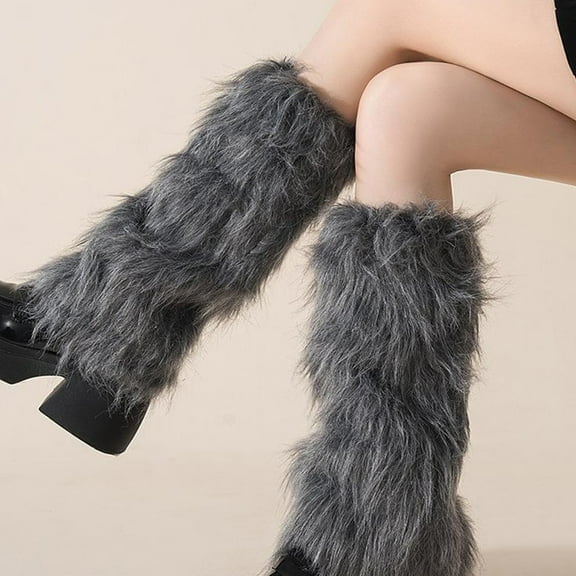 Elainilye Fuzzy Leg Warmers for Women Christmas Thick Warm Soft Stretchy Footless Stockings Holiday Cold Weather Outfits Winter Fashion Comfortable Wear