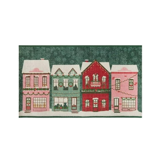 Elainilye Gingerbread House Christmas Rug Floor Mat Non-Slip Water Absorbent for Bathroom Toilet Home Decor