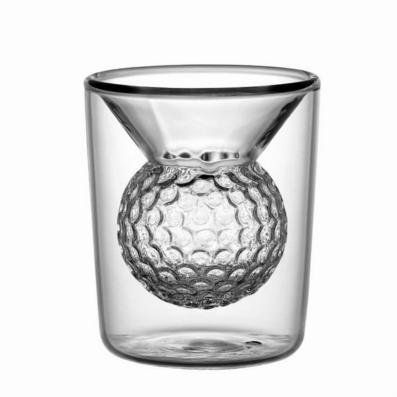 Elainilye Glass Tumbler, Double Wall Insulated Beverage Cup for Cold Hot Drinks Coffee Water Crystal Clear Design Golf Ball Pattern Dishwasher Safe