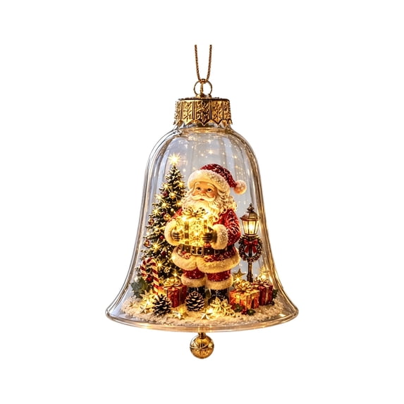 Elainilye Glowing Christmas Story Ornament, 1PC Mini Holiday Scene Ornament with Warm LED Light, Festive Keepsake for Tree, Mantel & Christmas Decor
