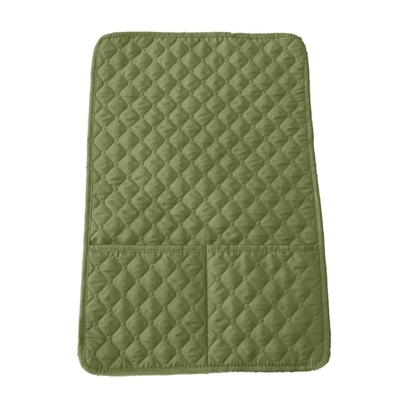 Elainilye Green Checkered Armrest Cushion, Sofa Headrest Pillow with Storage Pockets 24x16 Inches, Recliner Arm Pad Waterproof Scratch Resistant for Living Room