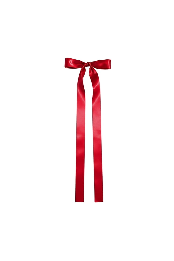 Hair Clip with Extra Long Ribbon and Large Bow, Back of Head Hair Accessory for Girls, Decorative Headdress for Everyday and Party Style