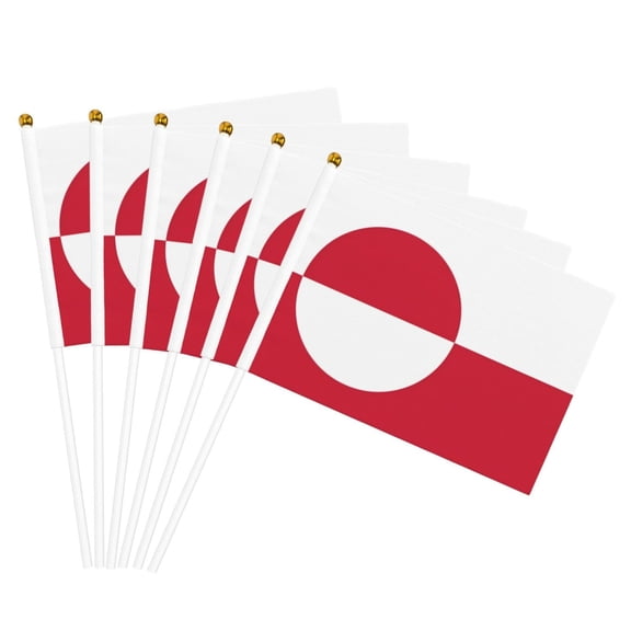 Elainilye Hand Cranked Small Flags, 10 Pack 14x21cm Greenland Mini Flags for Sporting Events Parades Parties, International Country Flag Decorations