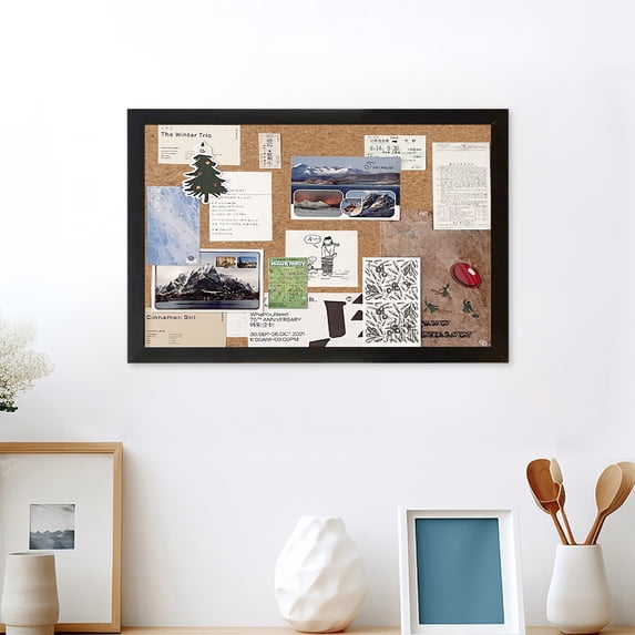 Elainilye Hanging Photo Display Board 12x16 Inch Cork Board Message Board for Photo Wall Decor Office Home Organization Bulletin Board Gift