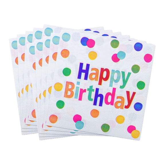 Elainilye Happy Birthday Paper Napkins, 20 Pack Colorful Polka Dots Printed Disposable Luncheon Napkins for Birthday Party Tableware Celebration Decorations