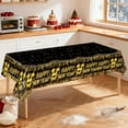 thumbnail image 1 of Elainilye Happy New Year Tablecloth, Plastic Waterproof Table Cover in Black White Gold Colors, for New Year's Eve Party Table Setting, 54 x 72 Inches, 1 of 6