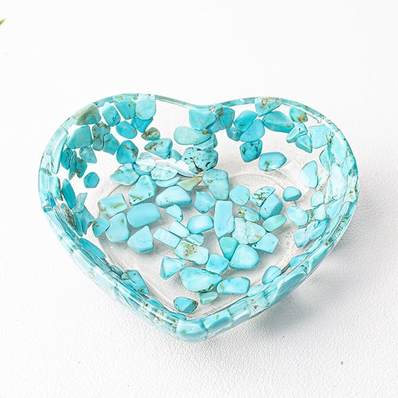 Elainilye Heart Shaped Resin Bowl Transparent Decorative Trinket Tray with Floral Pattern for Jewelry Ring Keys Storage Desk Decor Craft Ornament