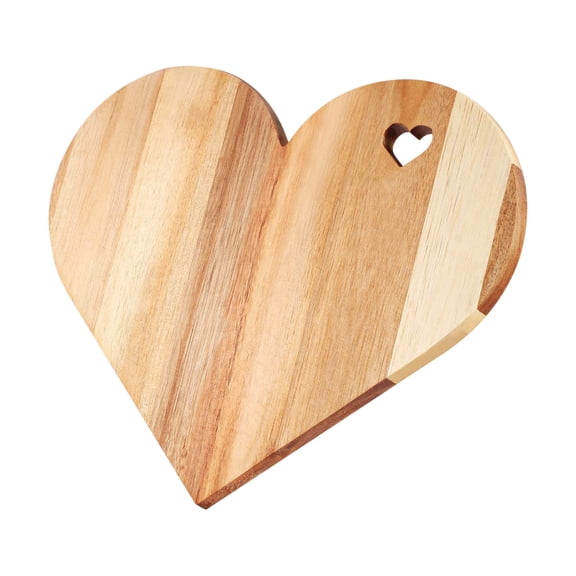 Elainilye Heart-Shaped Wood Cutting Board, Natural Wood Charcuterie Board, 8x7 Inch Decorative Kitchen & Dining Gift for Wedding Housewarming, Multicolor