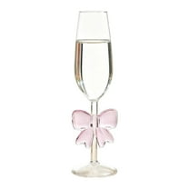 Elainilye High Borosilicate Glass Red Wine Glass with Black Bow Stem for Romantic Valentine Day Champagne Drinkware