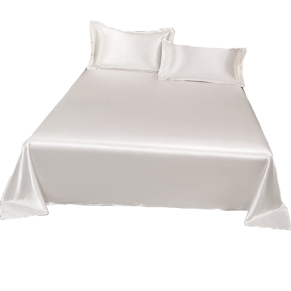 Elainilye Ice Silk Bedding Set, 3-Piece Cool Bed Sheet Set 180x230cm, Luxurious Soft Polyester Bedding for All Seasons,white,70.86"×90.55"