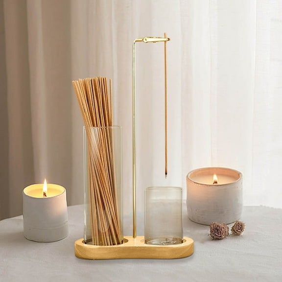 Elainilye Incense Burner, Incense Holder with Glass Tray for Stick Cones Backflow Home Meditation Zen Decor Art, A