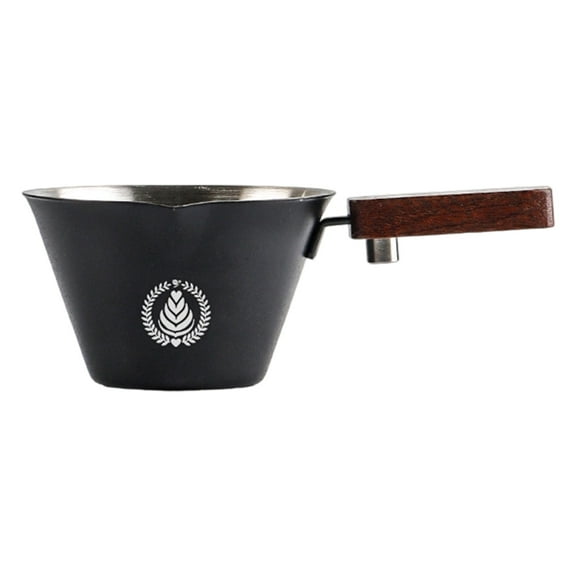 Elainilye Italian Style Measuring Cup, Wooden Handle Espresso Shot Glass, Ounce-Marked Stainless Steel Extraction Tool for Coffee Brewing Barista Use, Precise Liquid Measurement