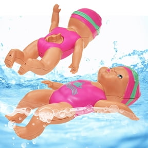 Elainilye Kids Water Play Pool, Large Doll Bathing Toy for Sand Beach Backyard Fun, Baby Electric Swimming Dolls Interactive Splash Activity Outdoor Summer Toy, Pink