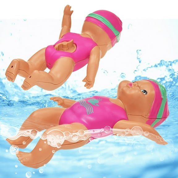 Elainilye Kids Water Play Pool, Large Doll Bathing Toy for Sand Beach Backyard Fun, Baby Electric Swimming Dolls Interactive Splash Activity Outdoor Summer Toy​​, Pink