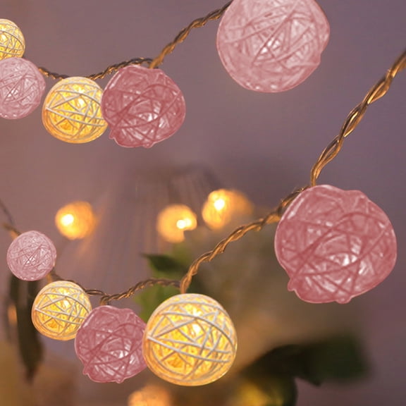 Elainilye LED Rattan Ball Light String 10FT with 20 Lights, USB Operated Decorative Lights for Christmas and Wedding, Bedroom and Party Decor, Woven Round Ball Lights for Indoor Use