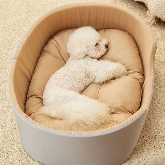 Elainilye Large Pet Bed, Washable Orthopedic Mat for Cats Dogs Double Sided Plush Cover Removable Kennel Pad Anti-Slip Bottom 20x14 Inch Pet House, Brown