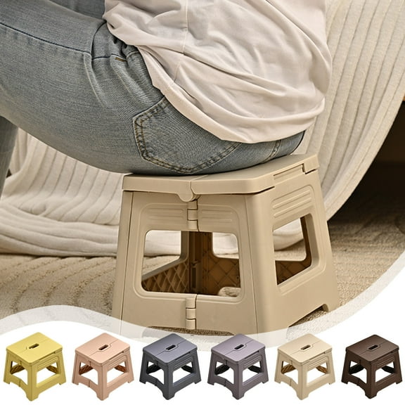 Elainilye Lightweight Folding Stool, Compact Step Seat, Portable Footrest, Space Saving Perch for Outdoor Camping Office