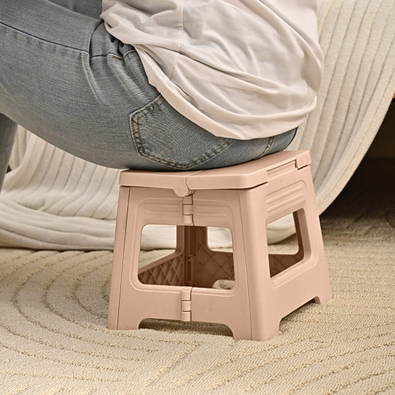 Elainilye Lightweight Plastic Foldable Stools, Heavy Duty Stepping Stool for Adults, Collapsible Step Stool Ottoman Short Stool with Handle, Small Folding Chairs for Home Office Outdoor