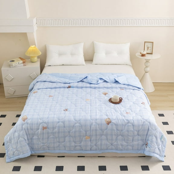 Elainilye Lightweight Printed Summer Cooling Quilt, Skin-Friendly Air Conditioning Blanket with Breathable Cotton Layer, Compact Design for Dorm Rooms, Guest Beds, and Travel Use