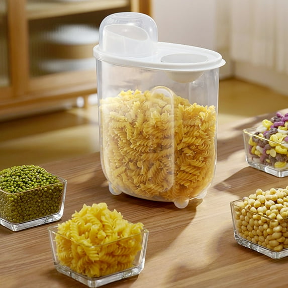 Elainilye Medium-Size Transparent Kitchen Storage Bin, Multi-Purpose Grain Keeper for Rice, Pasta, Beans & Baking Ingredients with Locking Lid & Freshness Seal