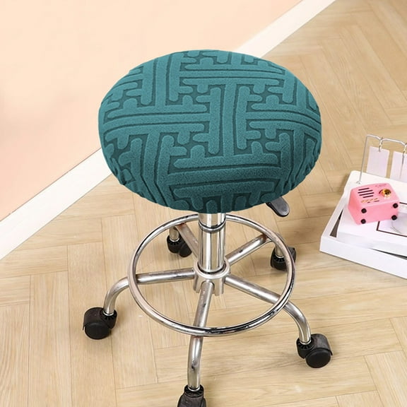 Elainilye Non-Slip Round Bar Stool Cover, Elastic Bands Secure Seat Cover Protector, Washable Fabric Stool Slipcover for Kitchen Counter, Dining Room, Home Decor
