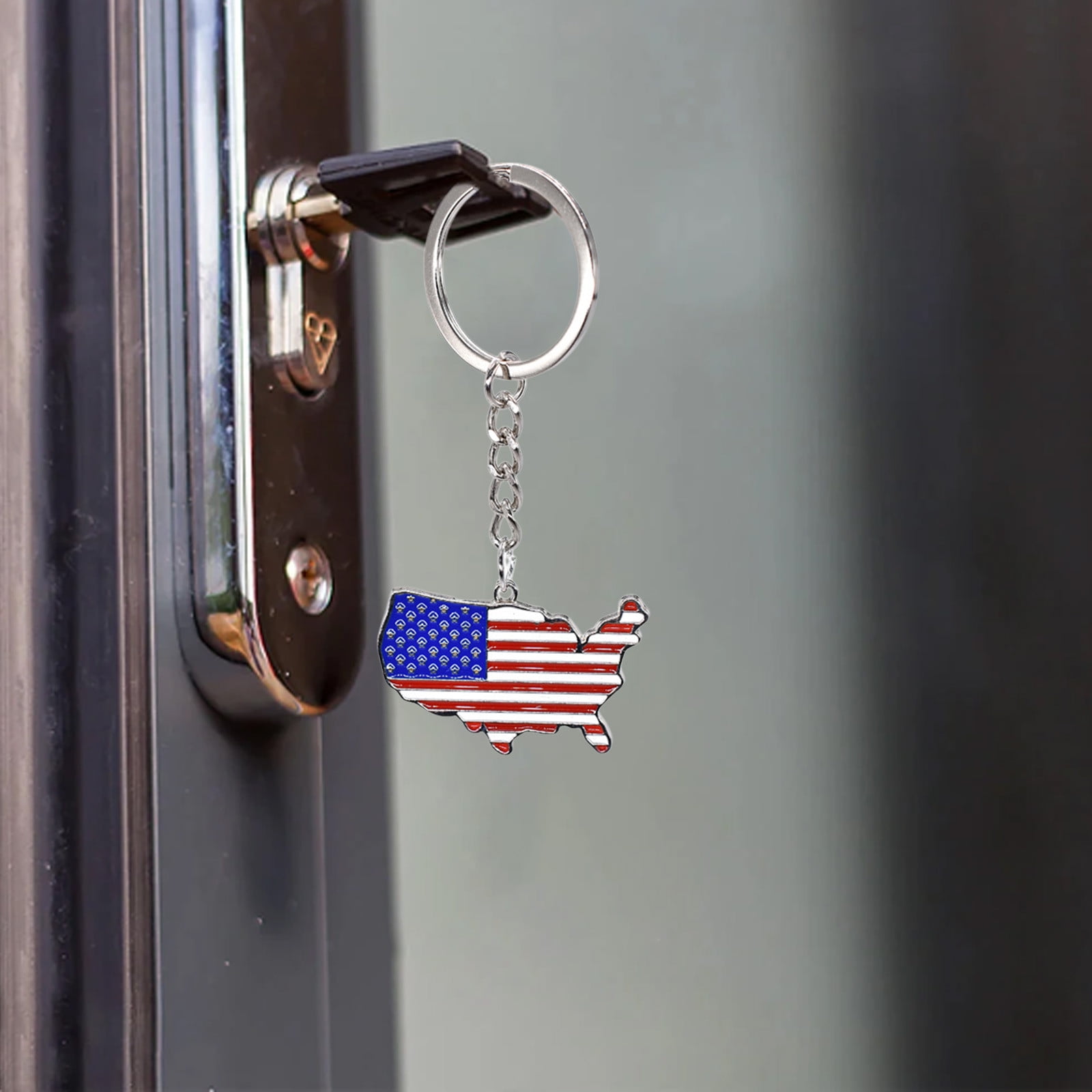 Elainilye Patriotic Alloy Keychain with Continental Map Design, Red ...
