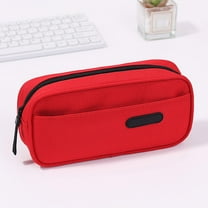 Elainilye Pencil Case, B5 Size Multi-Layer Zipper Supply Bag, Exam Stationery Holder Pouch Organization, Red