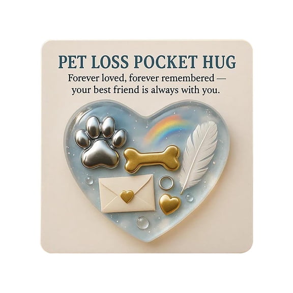 Elainilye Pet Memorial Pocket Token, Engravable Keepsake Card for Dog Cat Loss, Sympathy Gift for Pet Owners, Comforting Remembrance Card with Hug Message