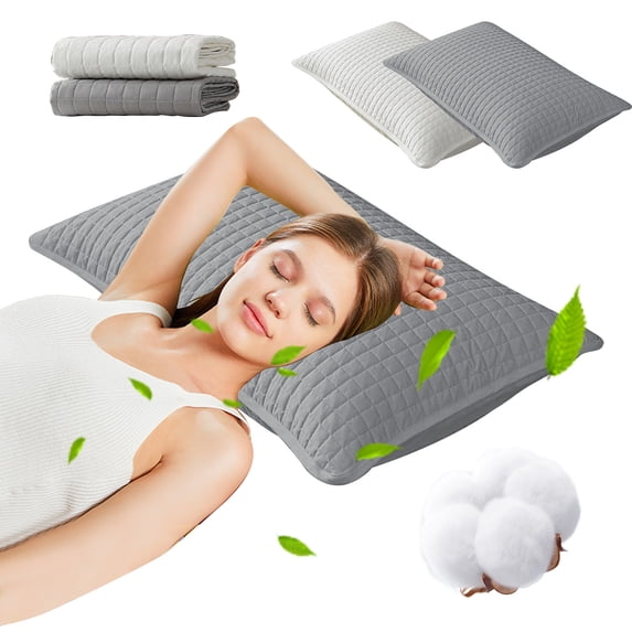 Elainilye Pillow Protector, Standard Size Waterproof Pillow Cover, 19x29 Inch Breathable Cotton Pillowcase Protector for Bedding