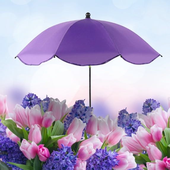 Elainilye Plants Sun Shade Umbrella, Garden Stake Parasol Cover UV Rain Protection Canopy Shelter for Potted Plants Flowers Outdoor Patio Yard Balcony, Purple