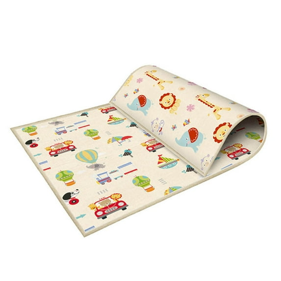 Elainilye Play Mat, Foldable Reversible Non-Slip Crawling Gym Mat, Extra Large Infant Floor Activity Blanket, Development Toy, White