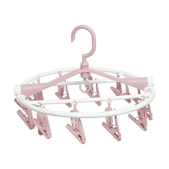 Elainilye Portable Foldable Clothes Drying Rack, 20 Rotating Clip Underwear Hanger, Multi-Purpose Laundry Organizer for Travel, Balcony