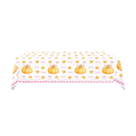 Elainilye Pumpkin Party Tablecloth Fall Bow-Ties Theme, Thanksgiving Decorative Table Cover for Holiday Dinner, Family Gathering.