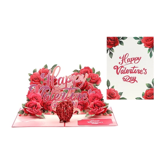 Elainilye Romantic Rose Dimensional Folding Card, Pop-up Valentine's Day Greeting Card for Anniversaries, Love Notes and Special Occasion Gifts for Couples
