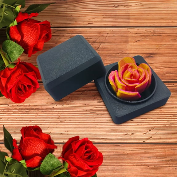 Elainilye Rose Box Tabletop Decoration, 3D Printed Valentines Day Gift, Artificial Rose in Box, Home Office Desk Decor, Romantic Centerpiece